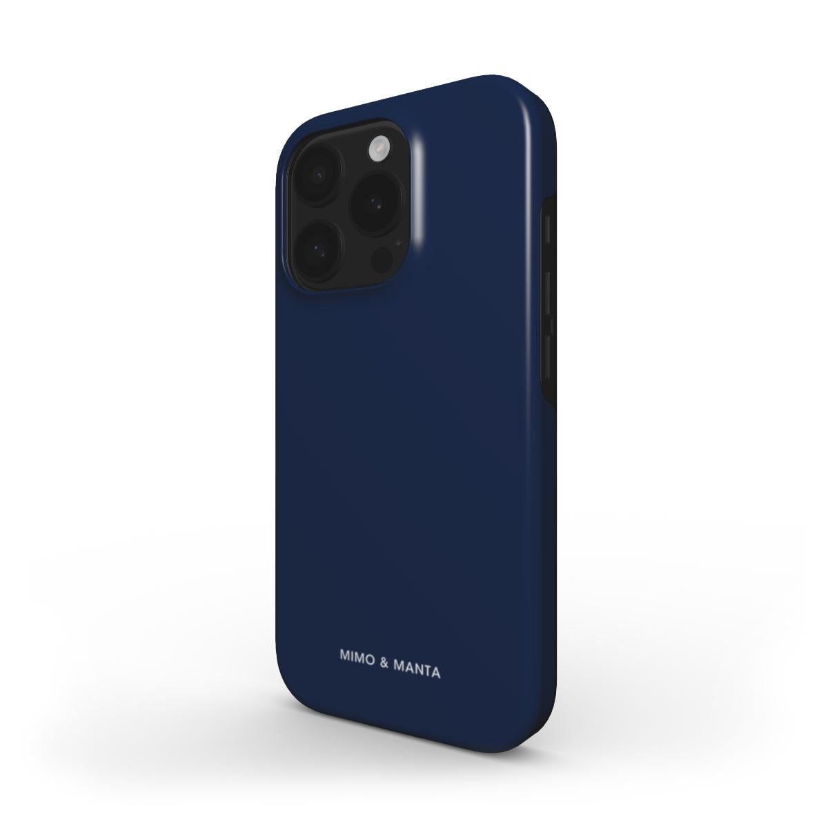 funda de móvil dura color azul marino de lado