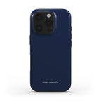 funda de móvil dura color azul marino de frente