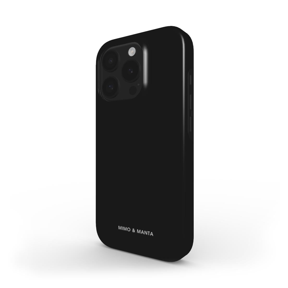 funda de móvil color negro lisa MIMO & MANTA de lado