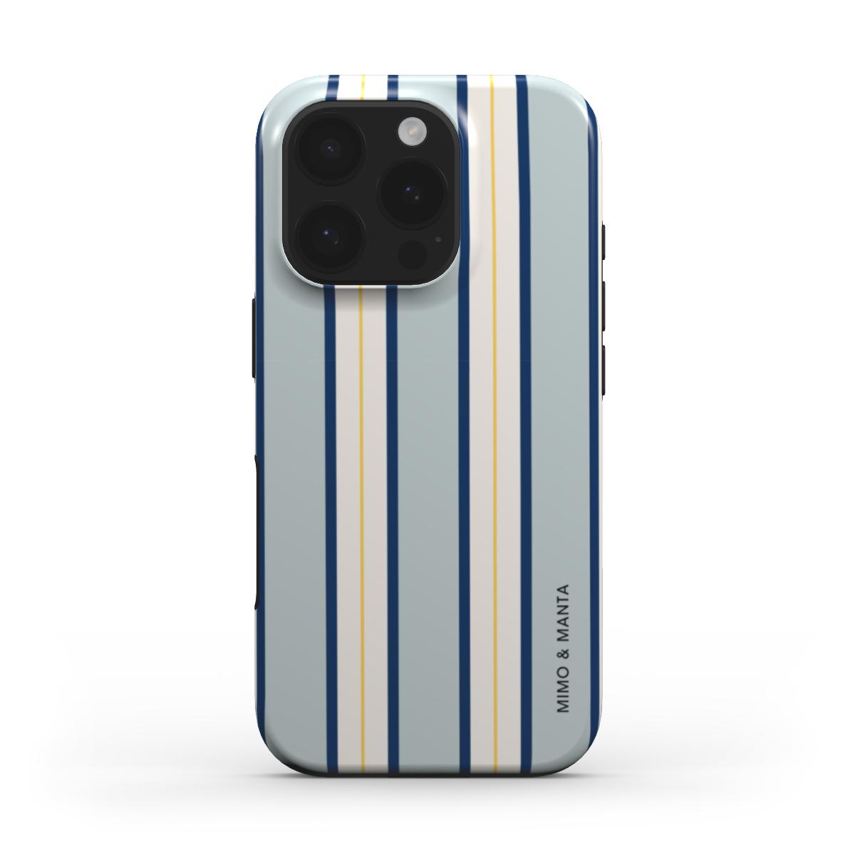 funda de móvil rayas azul de frente - MIMO & MANTA