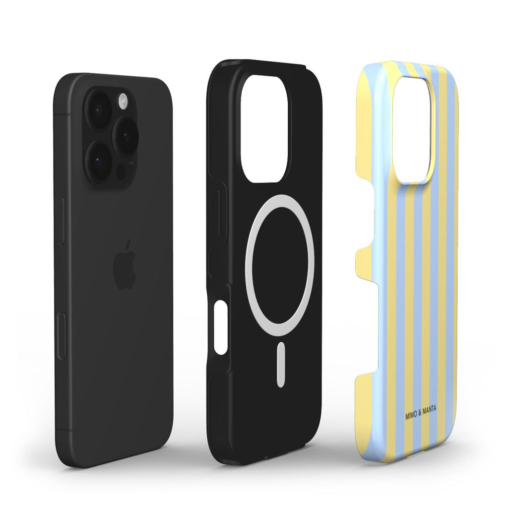 funda de móvil rayas azul y amarillo personalizable composición