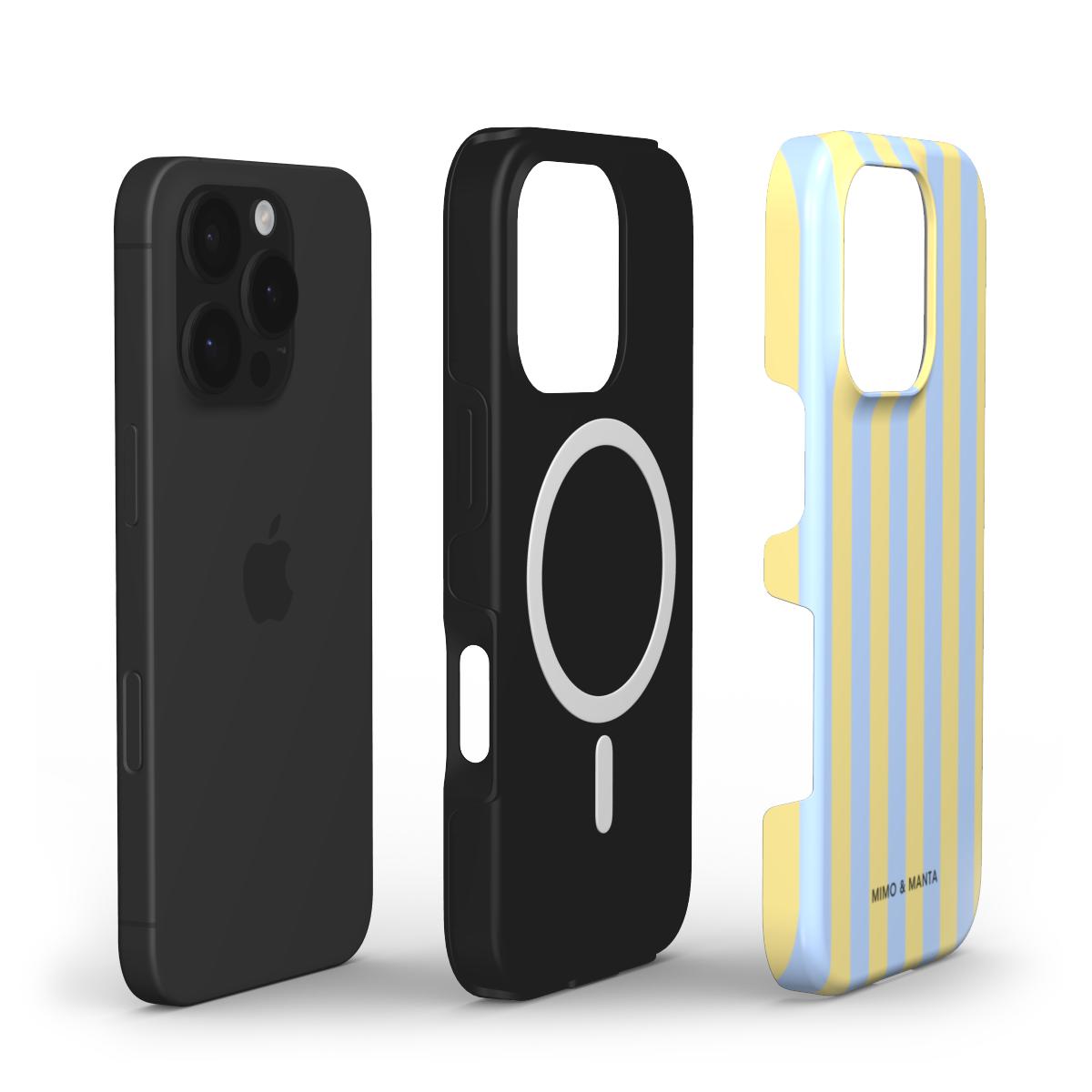 funda de móvil rayas azul y amarillo personalizable composición