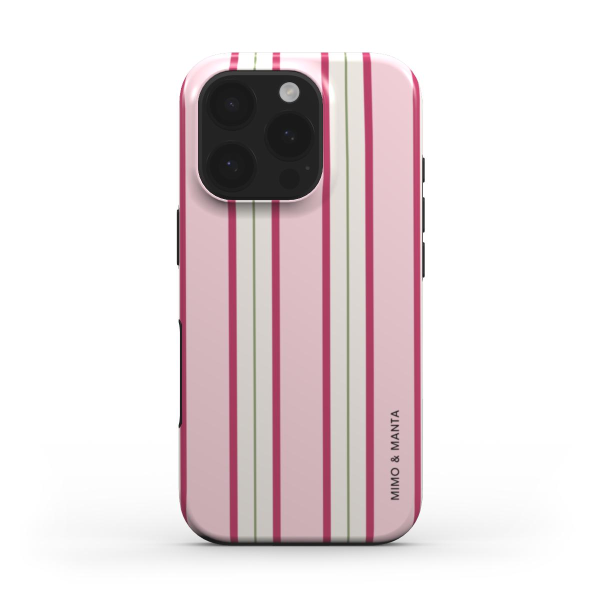 funda de móvil rayas rosa y verde de frente - MIMO & MANTA