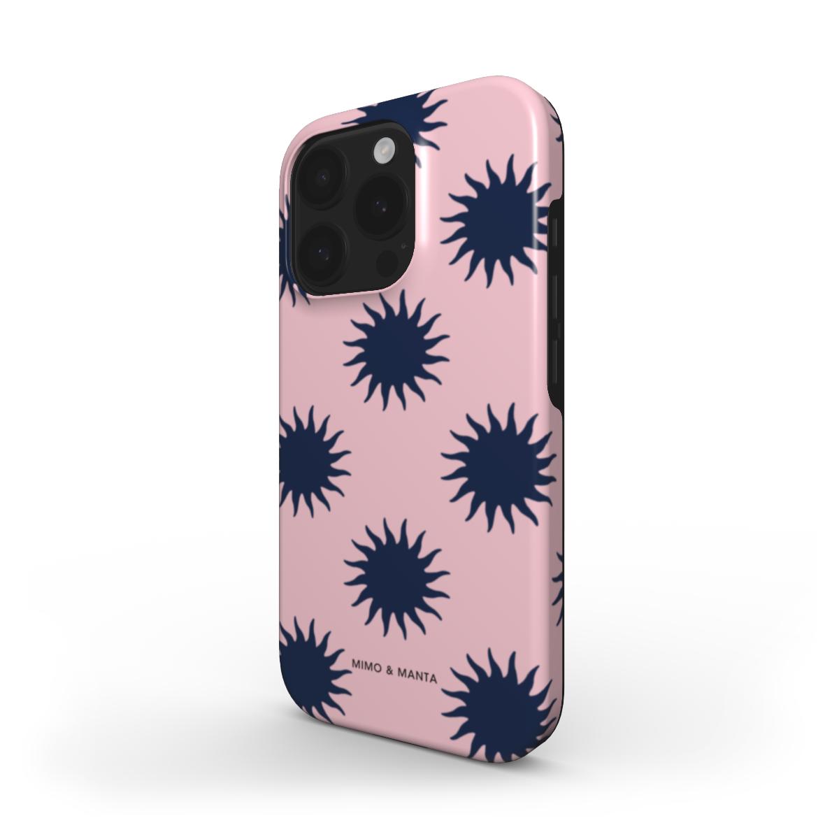 funda de móvilsol azul marino y rosa de lado - MIMO & MANTA