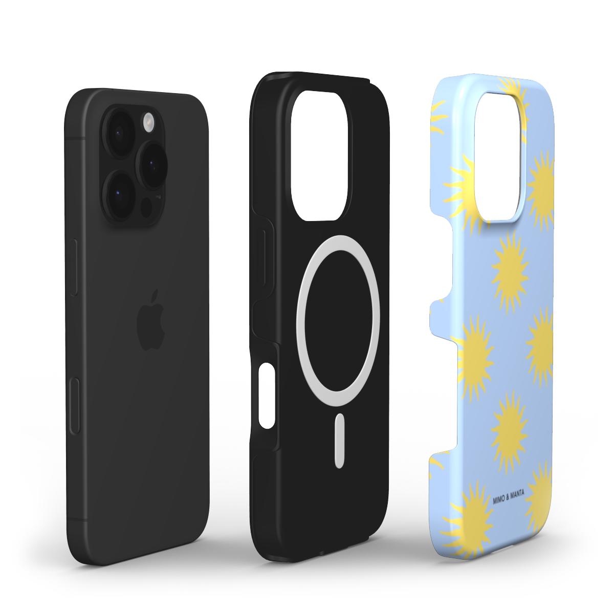 funda de móvil sol azul y amarillo composición - MIMO & MANTA
