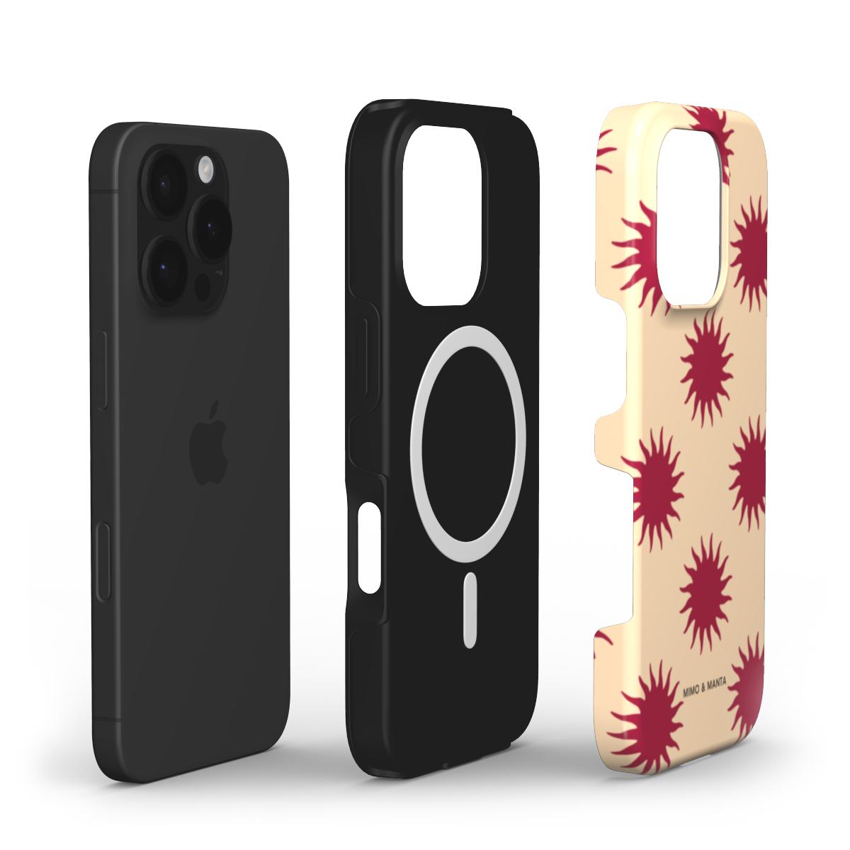 funda de móvil sol burdeos y naranja composición - MIMO & MANTA