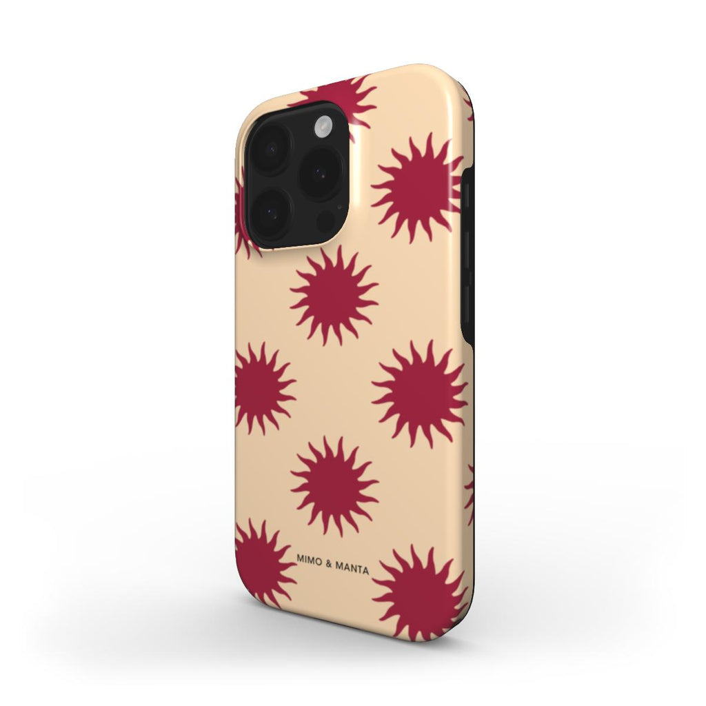 funda de móvil sol burdeos y naranja de lado - MIMO & MANTA