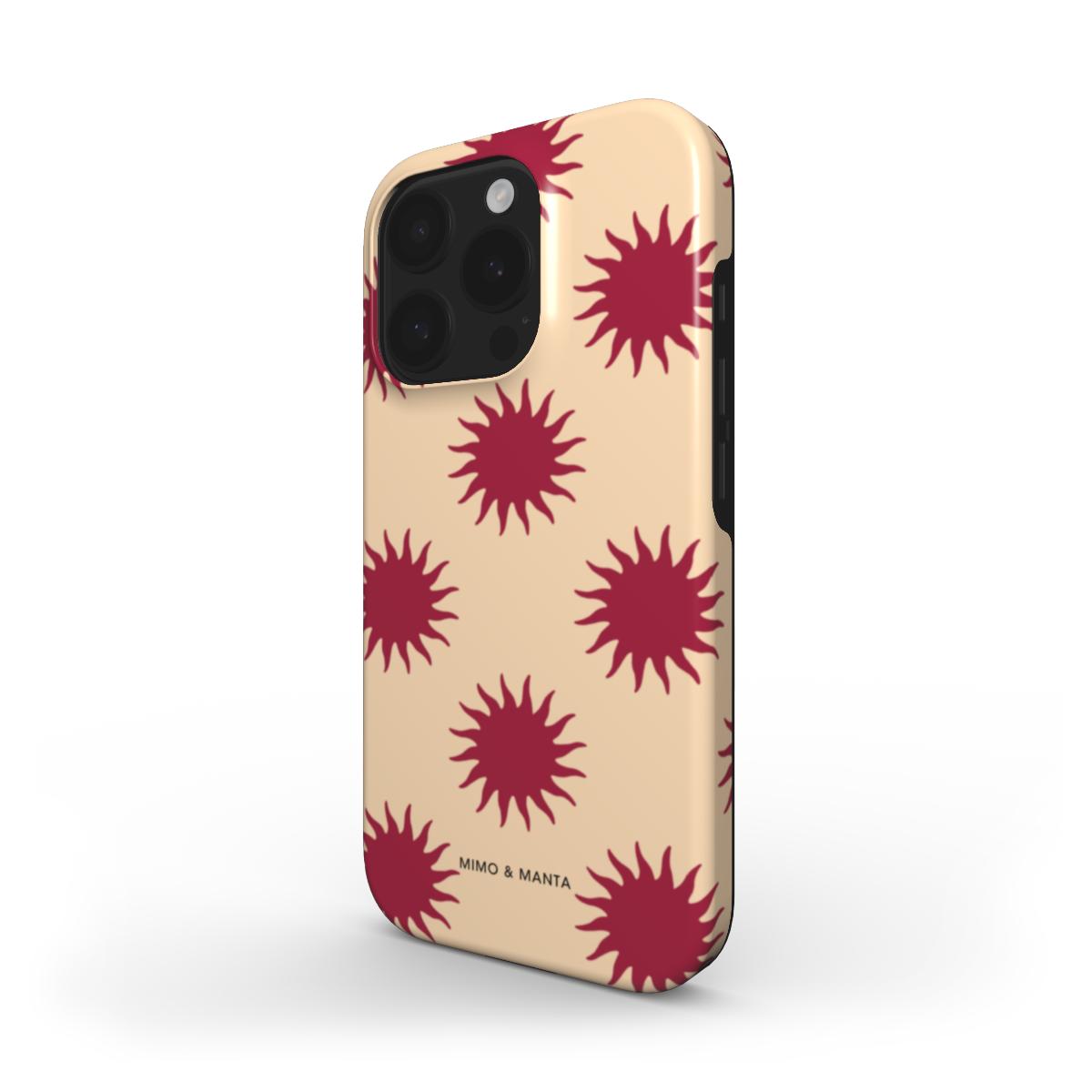funda de móvil sol burdeos y naranja de lado - MIMO & MANTA