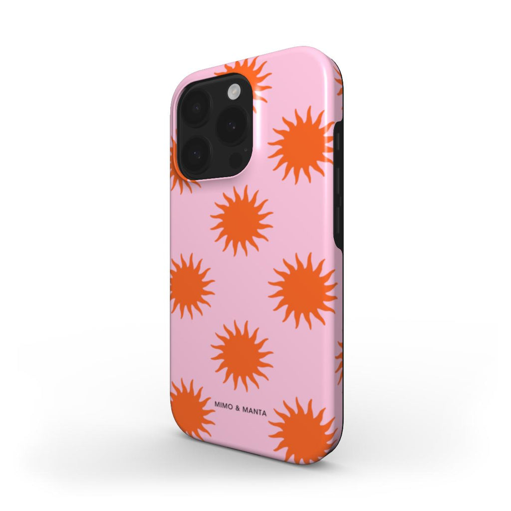 funda de móvil sol naranja y rosa de lado - MIMO & MANTA