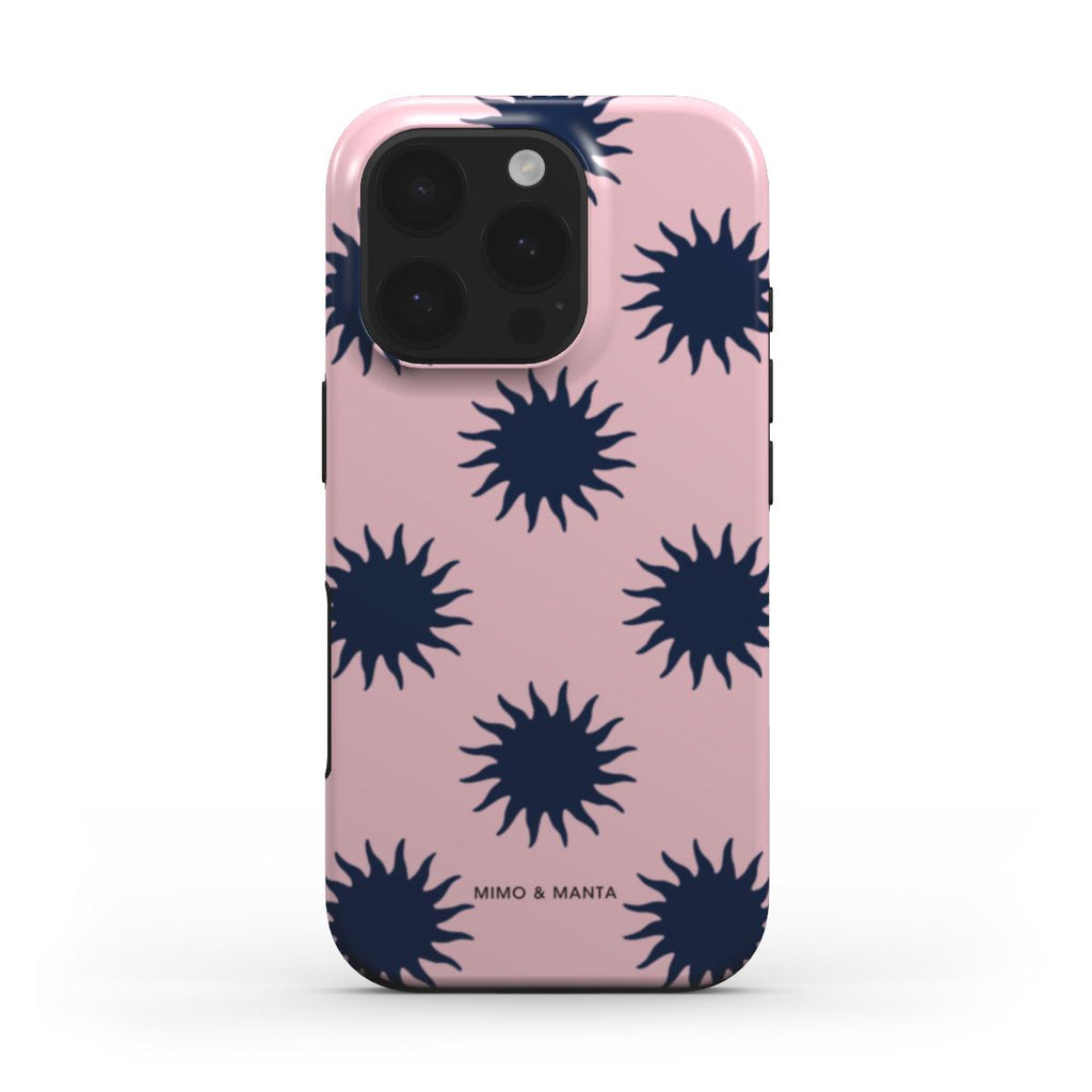 funda de móvilsol azul marino y rosa de frente - MIMO & MANTA