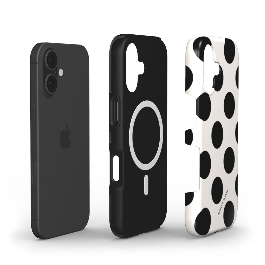 funda de móvil topos grandes color negro y blanco composición