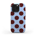 funda de móvil topos grandes vino y azul de frente