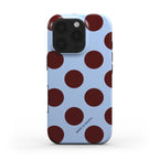 funda de móvil topos grandes vino y azul de frente
