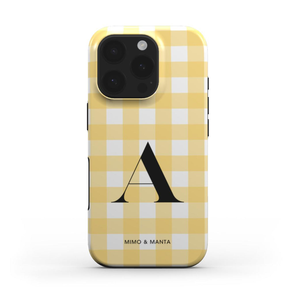 funda de móvil vichy amarillo personalizada