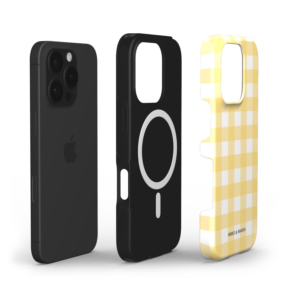 funda de móvil vichy amarillo personalizable composición