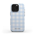 funda de móvil vichy celeste personalizable de frente