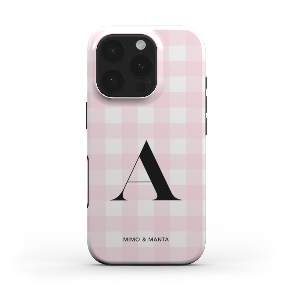 funda de móvil vichy rosa personalizada de frente
