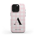 funda de móvil vichy rosa personalizada de frente