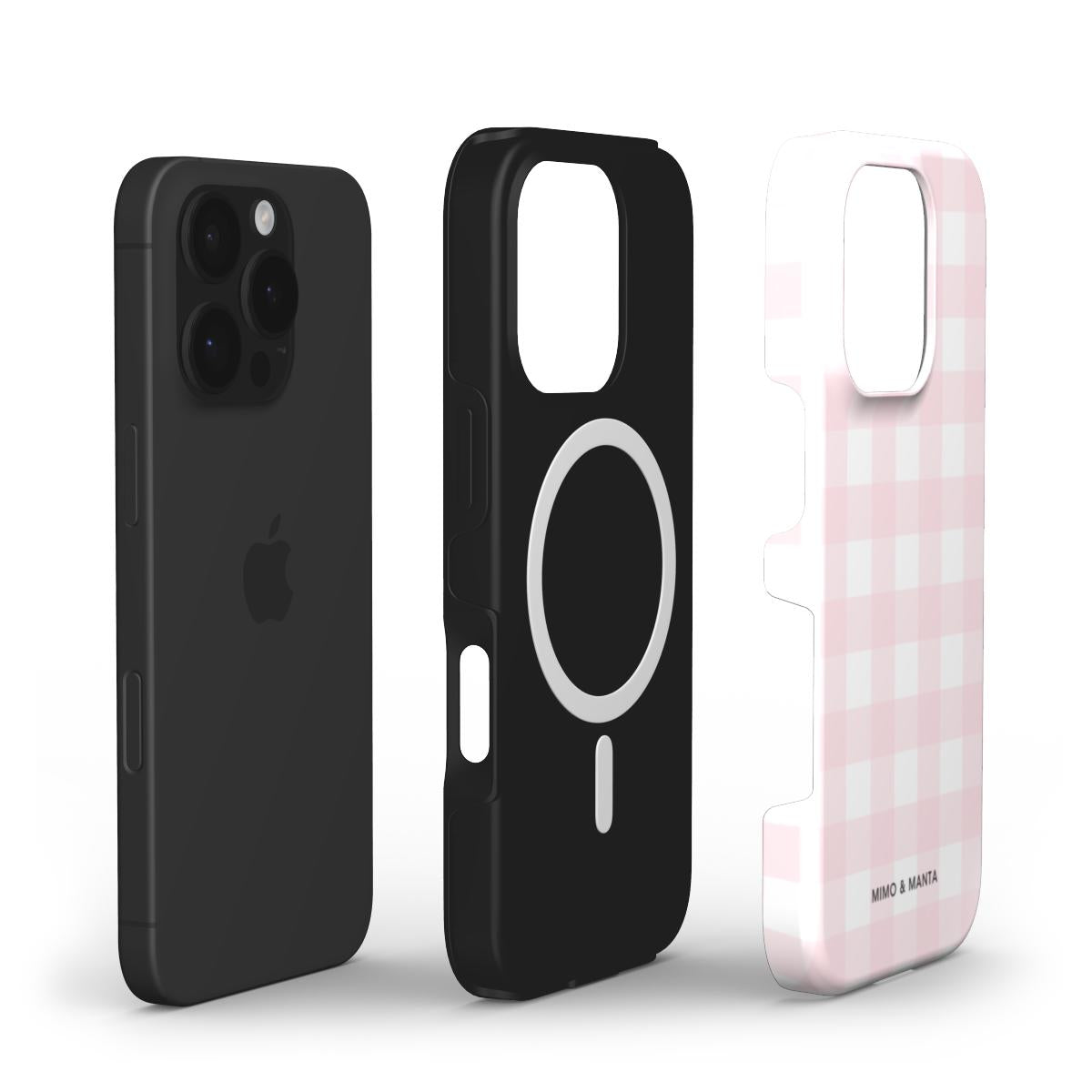 funda de móvil vichy rosa personalizable composición