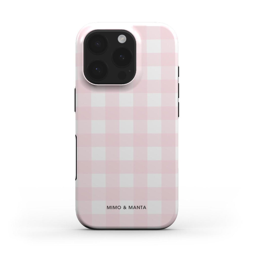 funda de móvil vichy rosa personalizable de frente