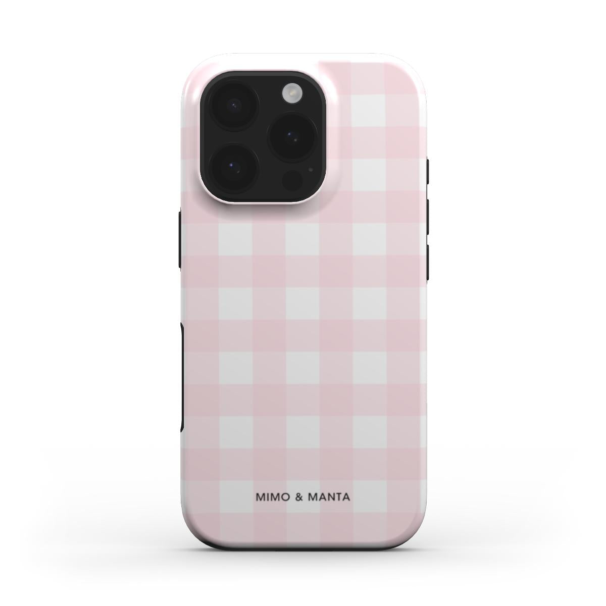 funda de móvil vichy rosa personalizable de frente
