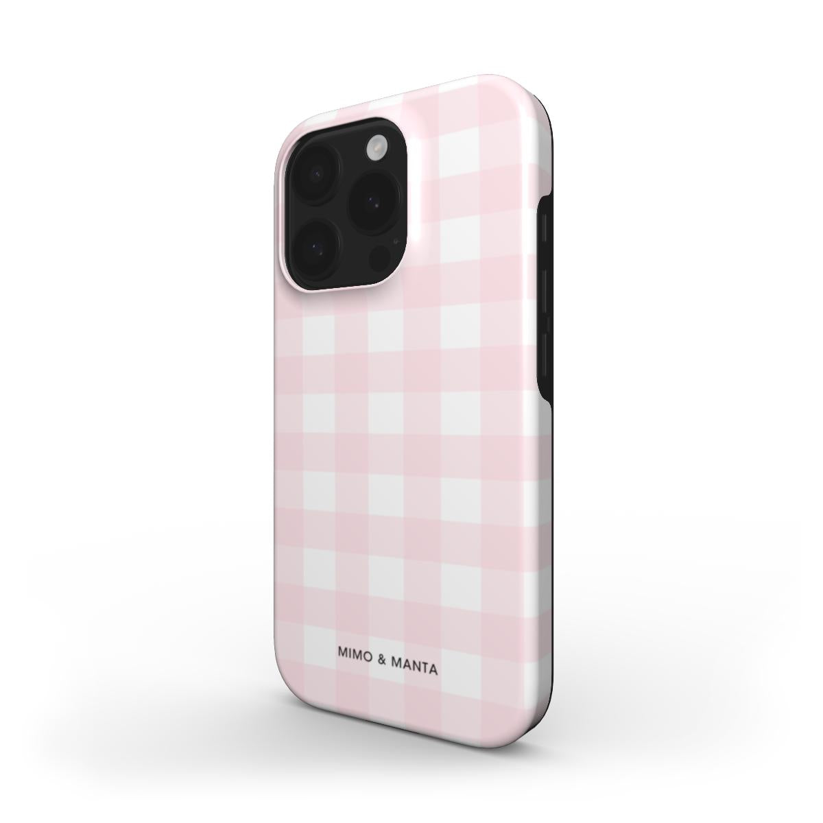 funda de móvil vichy rosa personalizable de lado