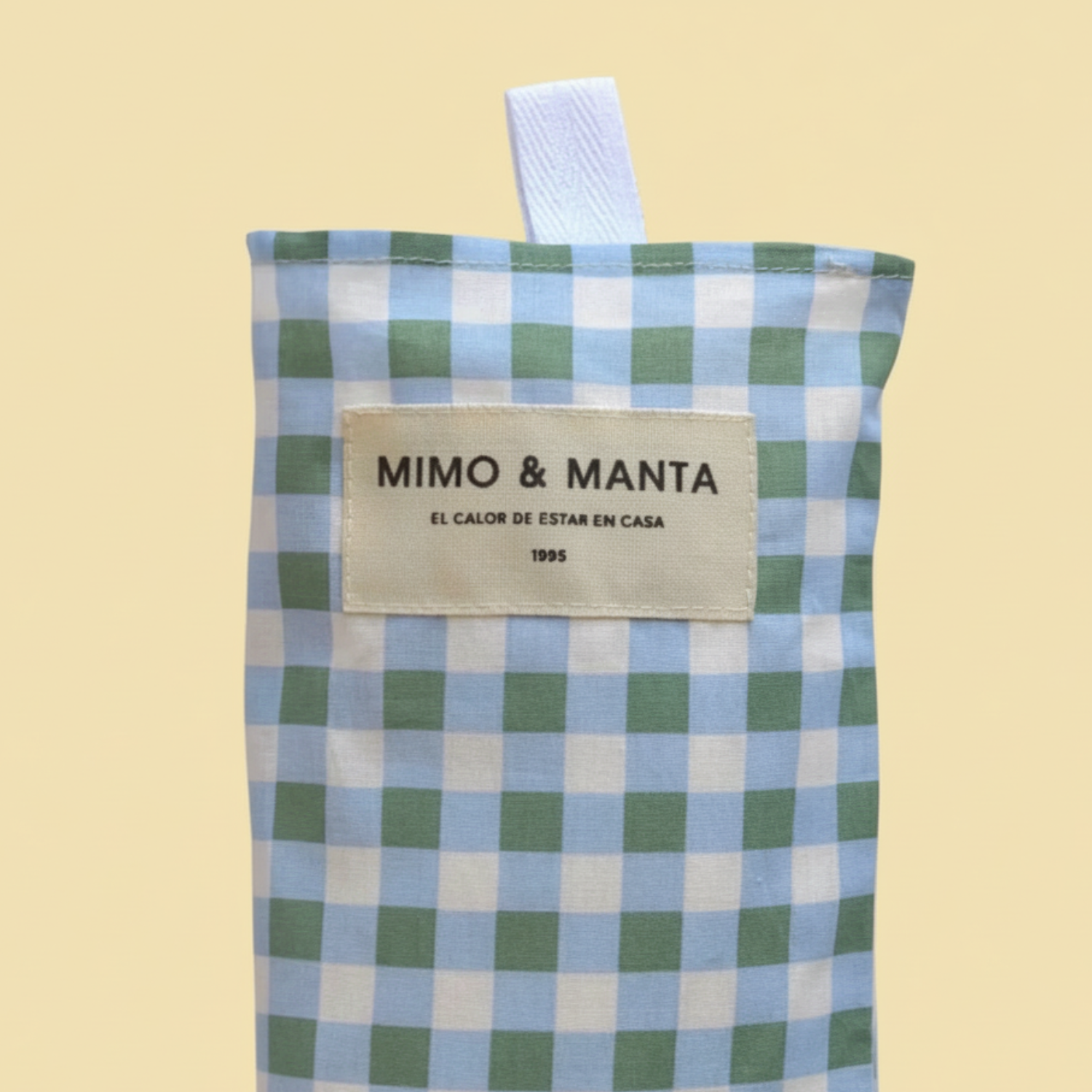 Saco termico de maíz de vichy azul y verde